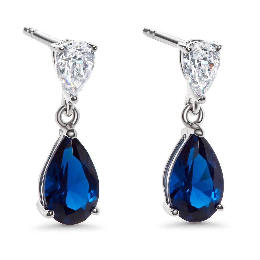 CARAT* London Baby Sapphire Arabella White Gold Finish Drop Earrings