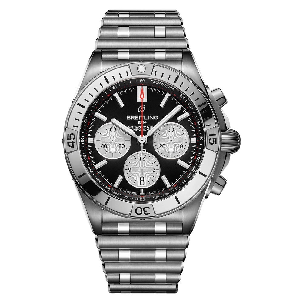Breitling Chronomat 42mm Mens Black Dial Steel Bracelet Watch image number 0