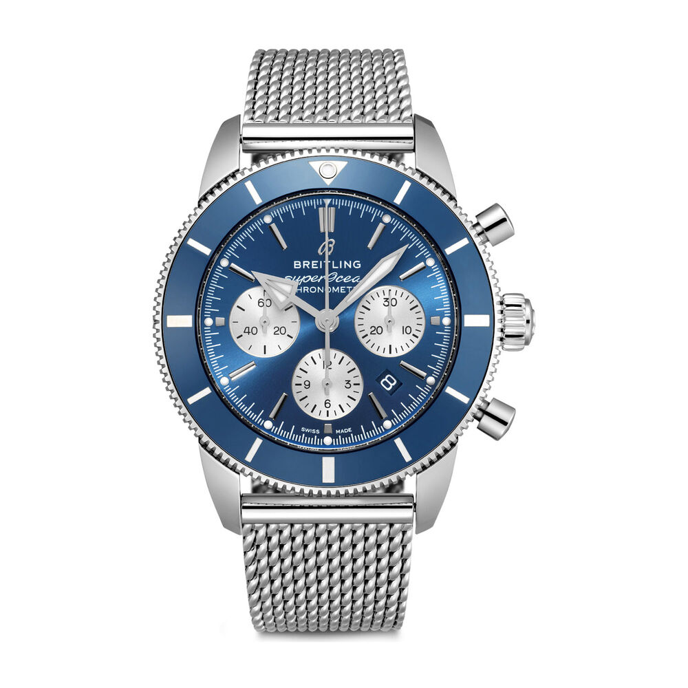 Pre-Owned Breitling Superocean Heritage II 44mm Blue Dial Steel Mesch Bracelet Watch image number 0
