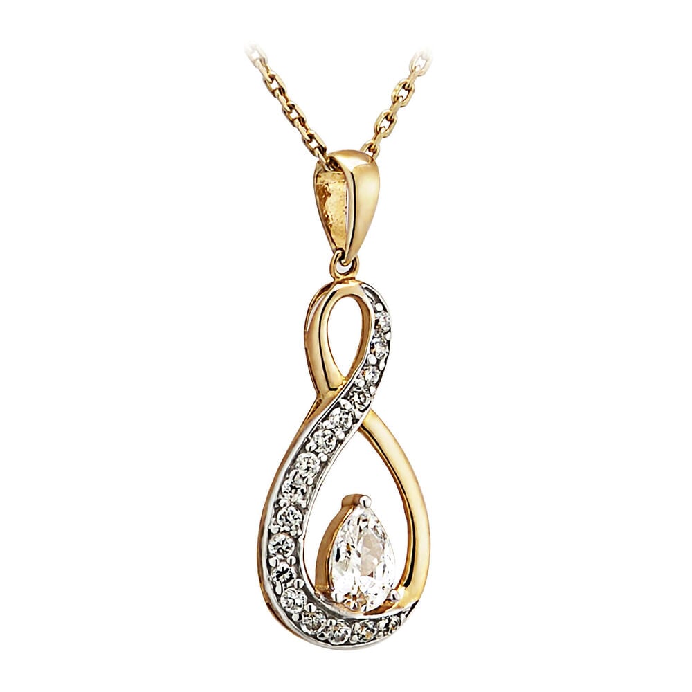 9ct Gold Cubic Zirconia Pendant (Chain Included) image number 0