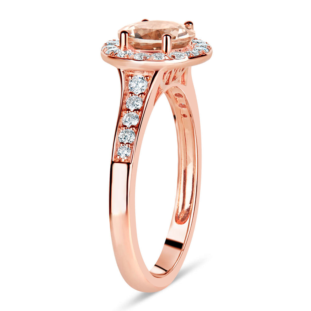 9ct Rose Gold 0.40ct Diamond & Morganite Round Cut Ring image number 3