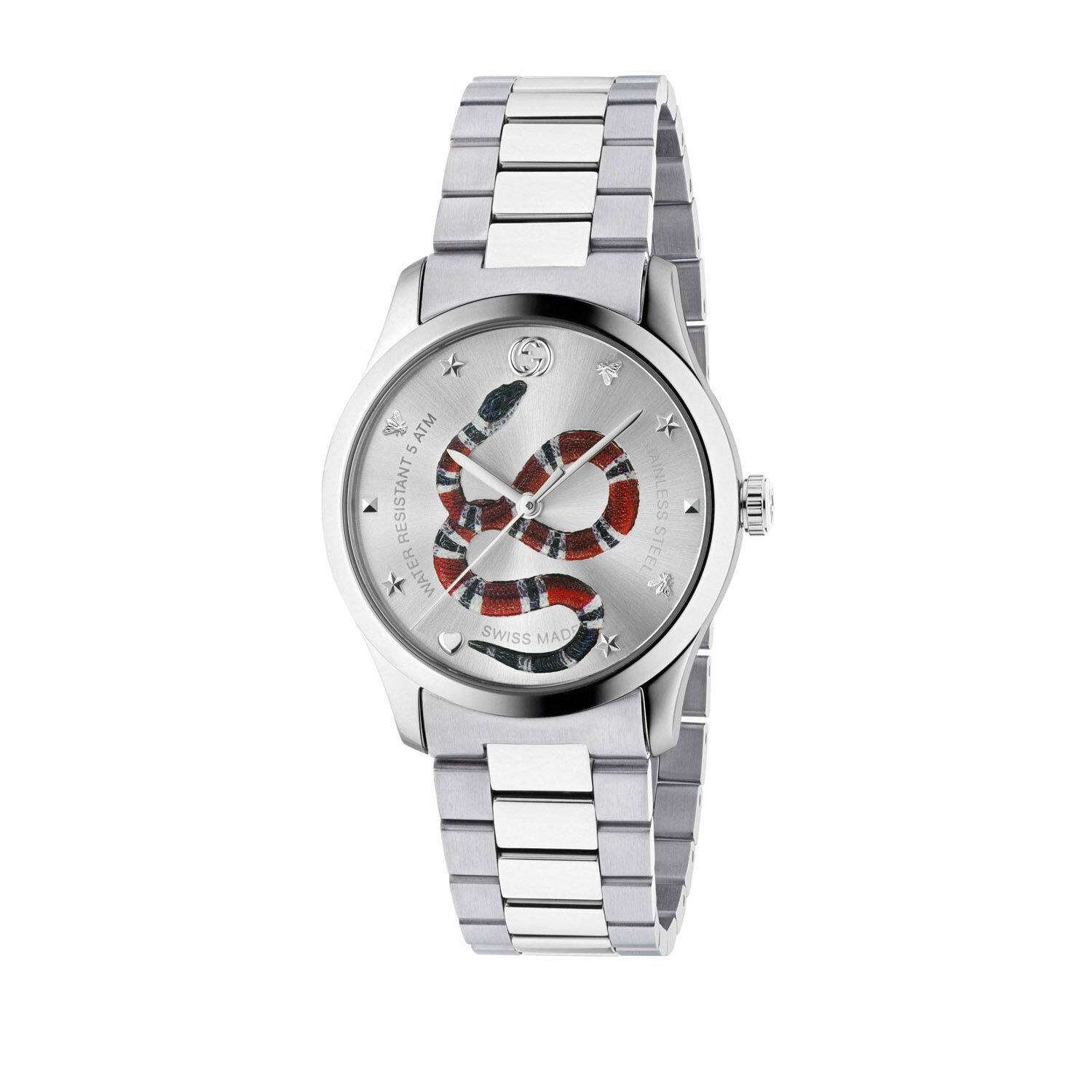 Gucci G Timeless 38mm Quartz Snake Dial Stainless Steel Men s Watch