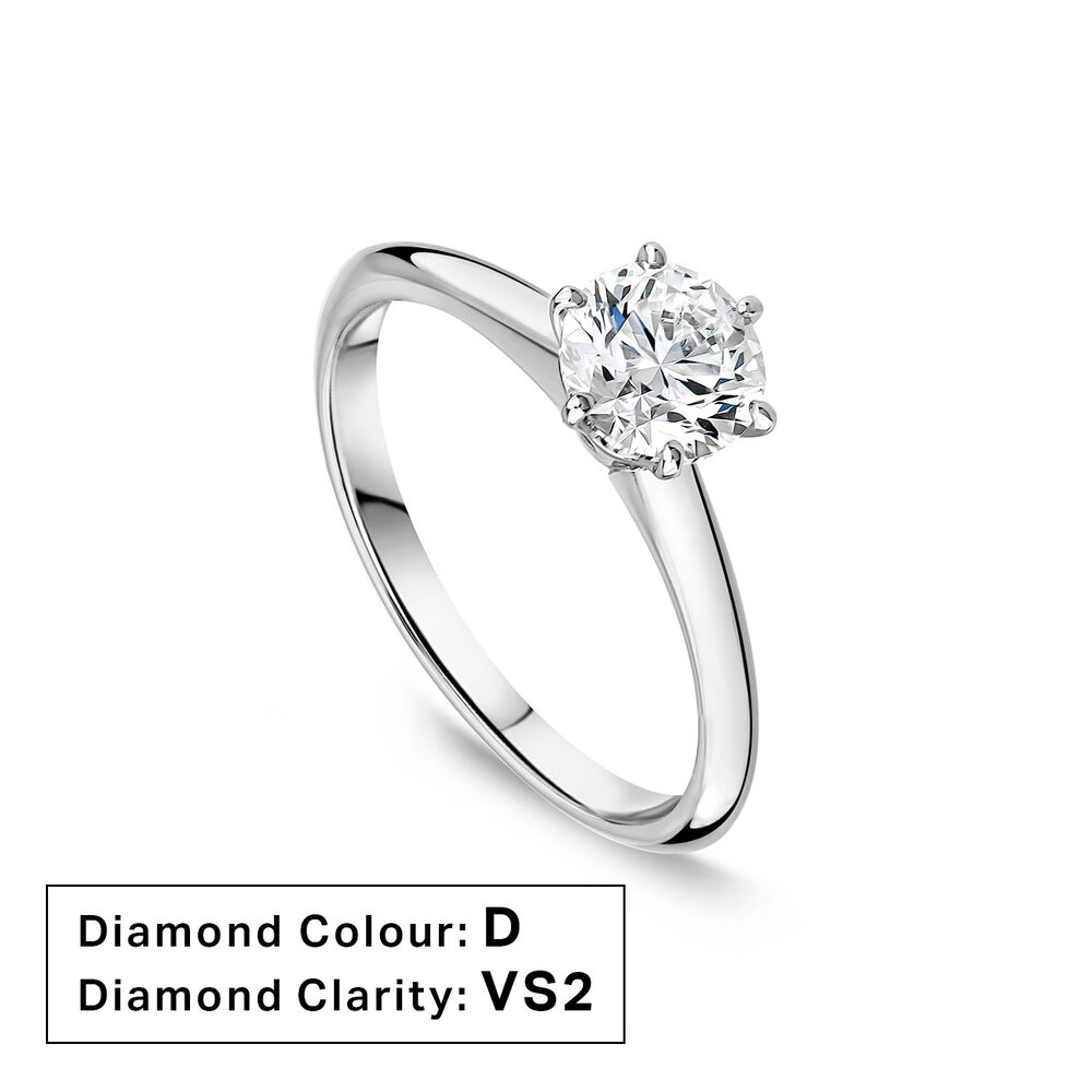 Platinum 0.90ct Round Diamond Six Claw Solitaire Ring