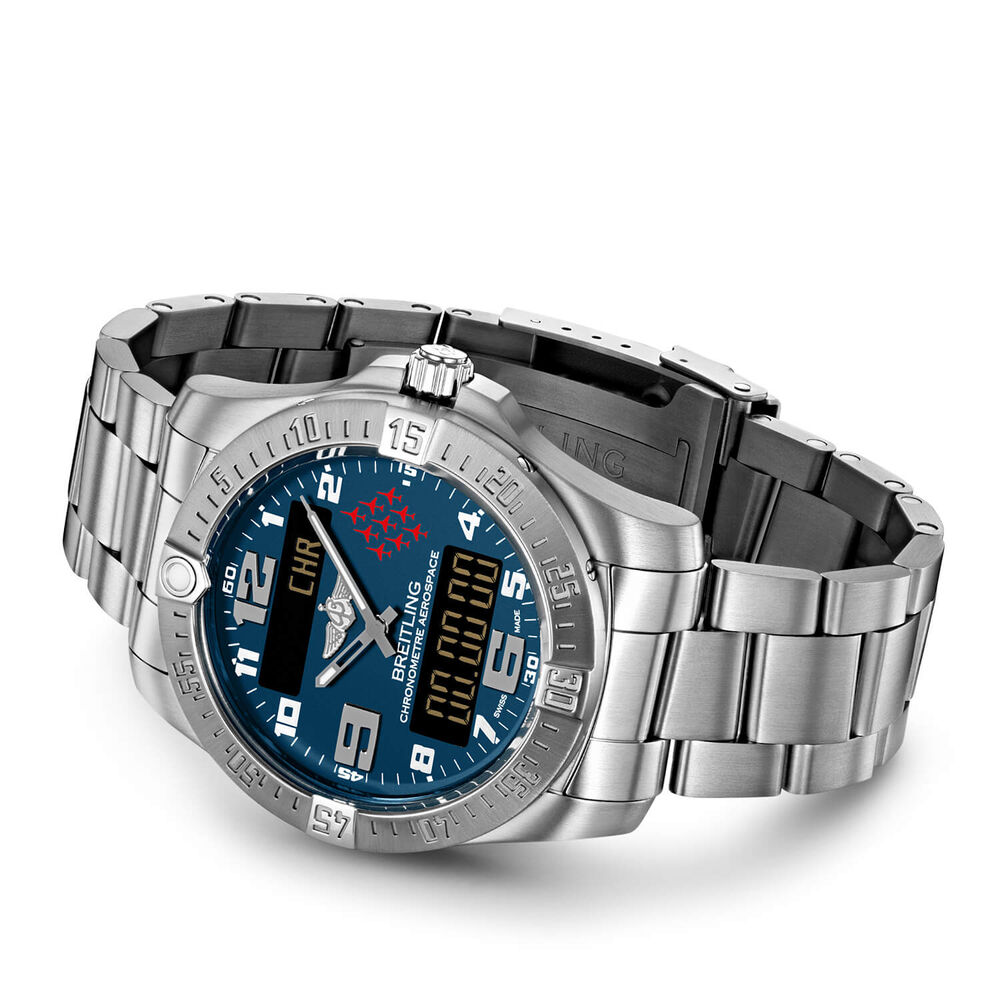 Breitling Aerospace Red Arrows Special Edition Blue Dial Titanium Bracelet Watch image number 1