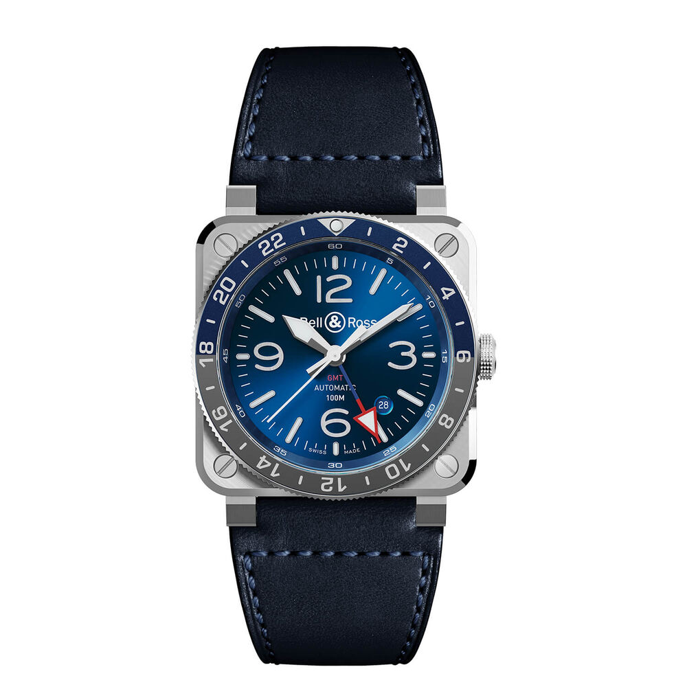 Bell & Ross BR03-93 GMT Blue Dial Blue Leather Strap Watch image number 0