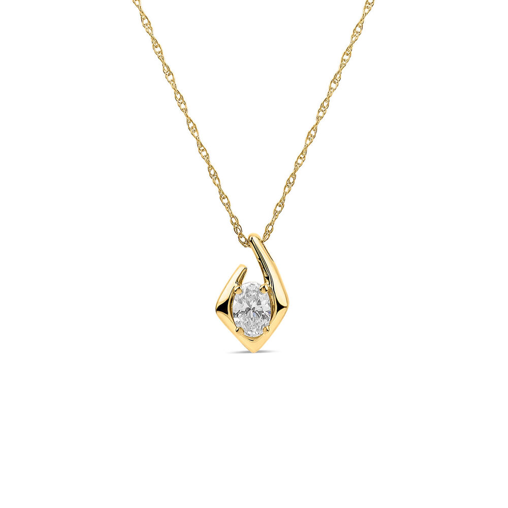 Born Kissed with Diamonds 9ct Yellow Gold Lab Grown 0.20ct Oval Diamond Split Shaped Pendant image number 0