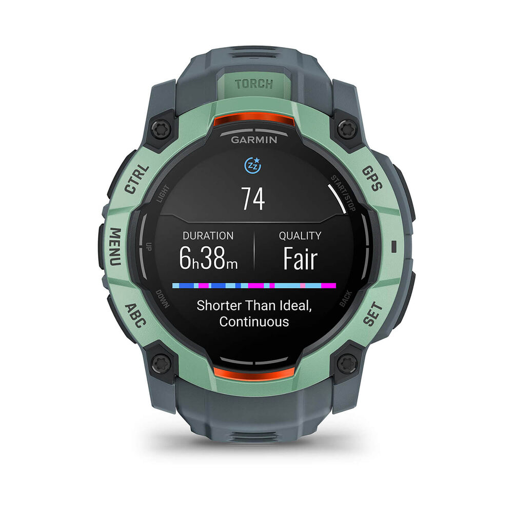 Garmin Instinct 3 AMOLED 50mm Neotropic Bezel Twilight Silicon Strap Watch image number 4