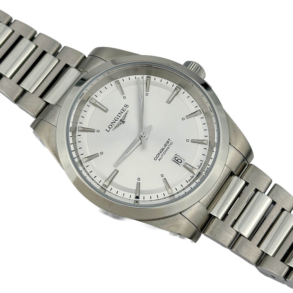 Pre-Owned Longines Conquest 2023 41mm Sunray Silver Dial Steel Case & Bracelet Watch