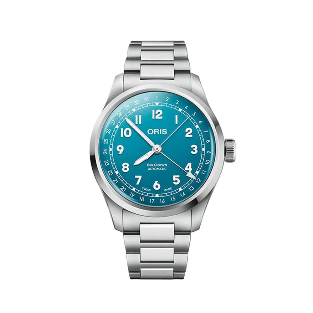 Oris Big Crown Pointer Date 40mm Turquoise Blue Dial Steel Bracelet Watch