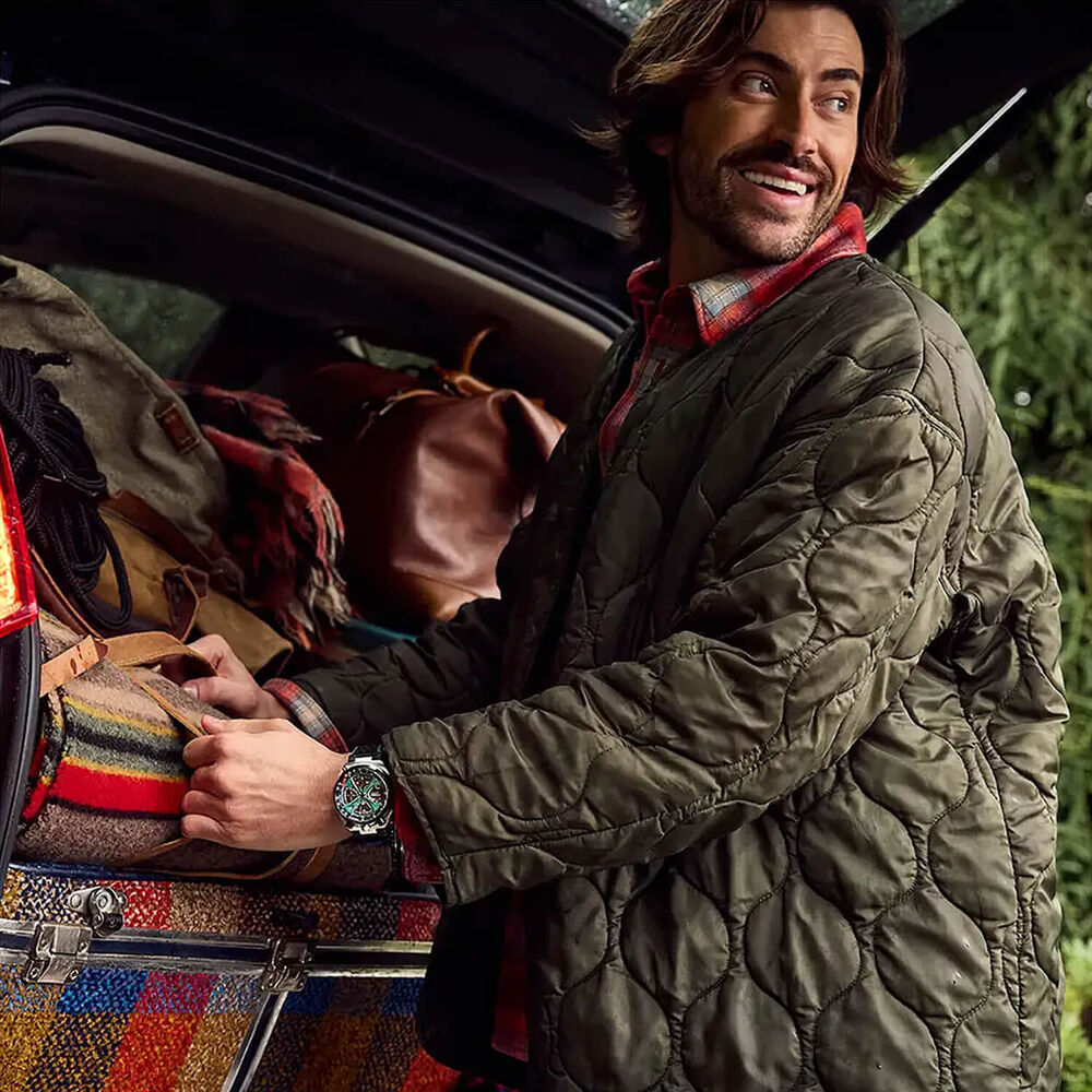 Citizen Promaster Bullhead Racing Chronograph 45mm Blue Dial Leather Strap Watch image number 4