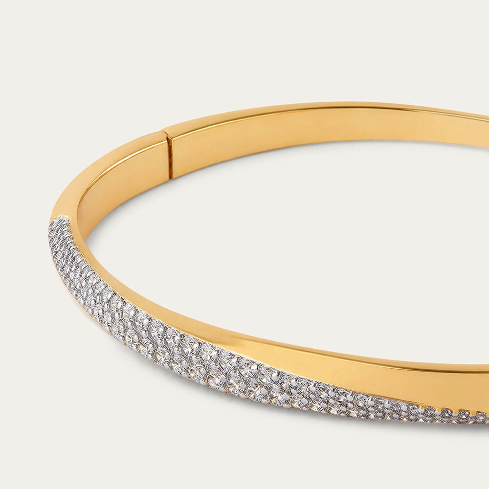 Yellow Gold Plated Sterling Silver Cubic Zirconia Bangle