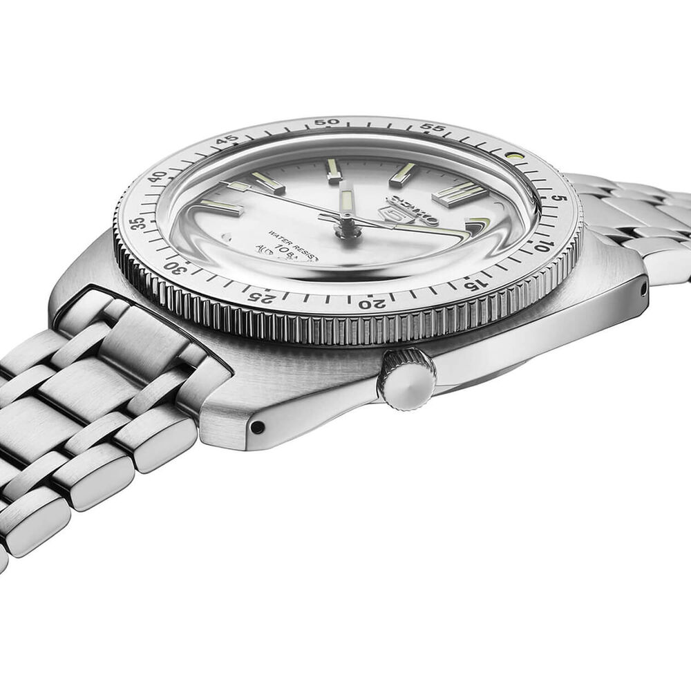 Seiko 5 Sports ‘Gene Kranz’ Recreation Limited Edition 38.2mm Silver Dial Steel Bracelet Watch image number 3