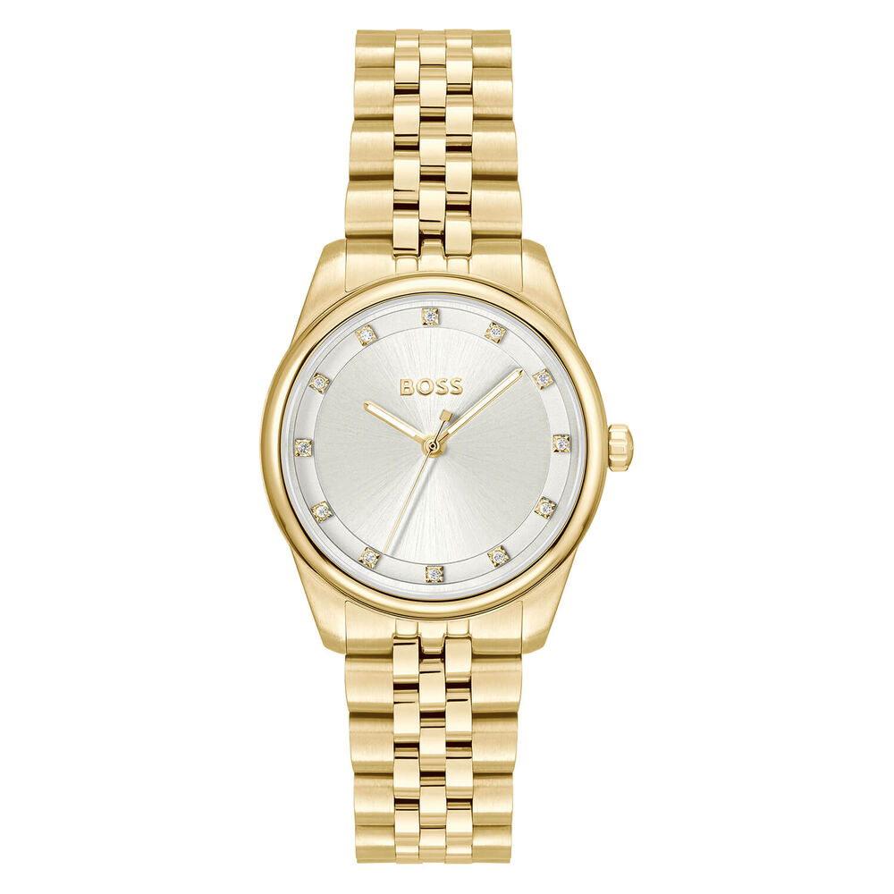 BOSS Graceful Precious 32mm Silver Dial Gold Tone Steel Bracelet Watch image number 0