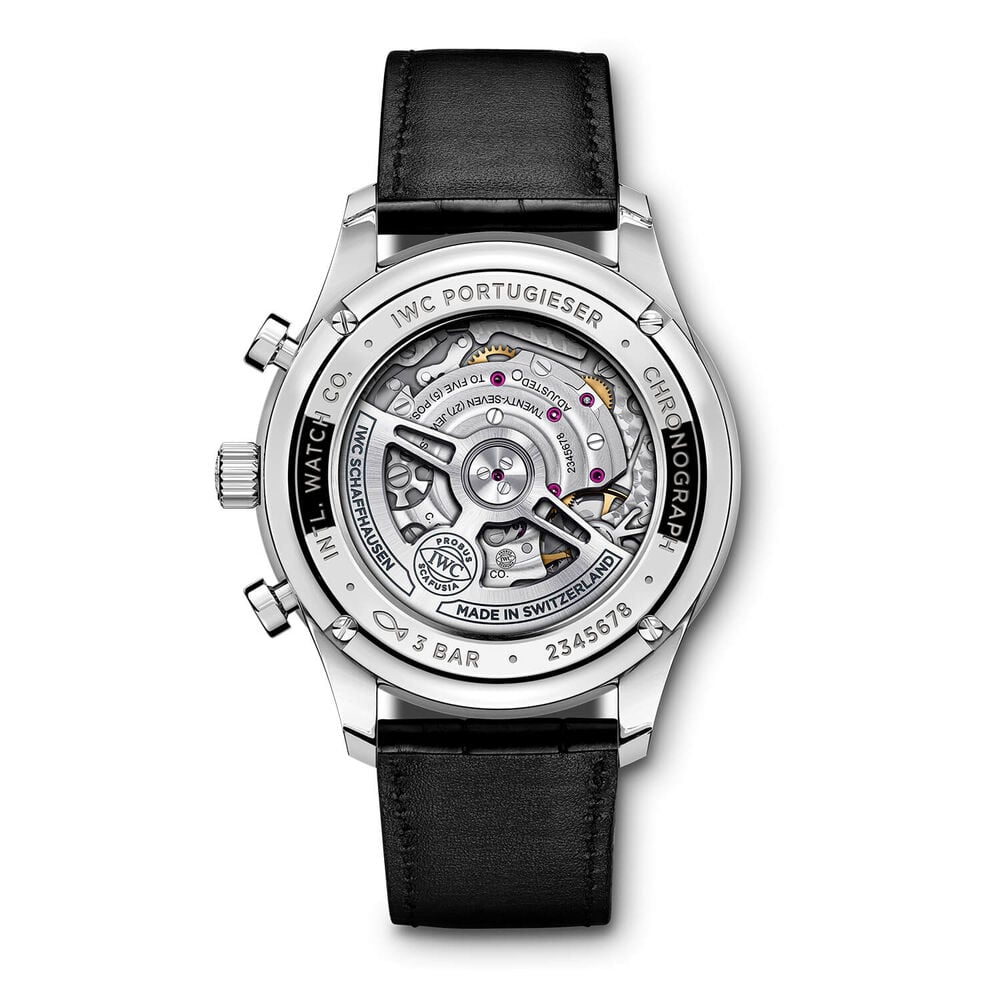 IWC Schaffhausen Portugieser Chronograph Burgundy Dial Black Strap Watch