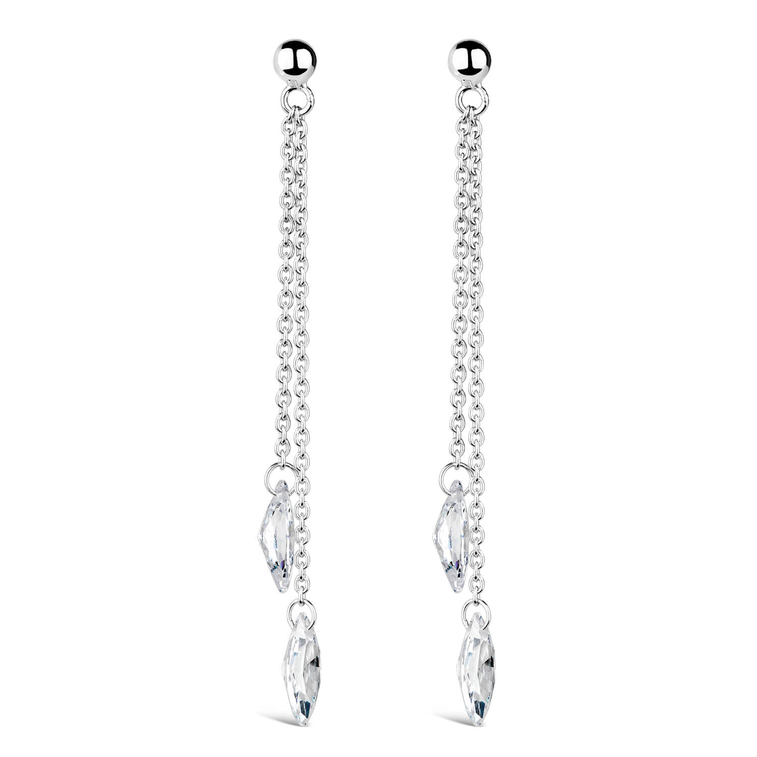 Sterling Silver Twisting Drop Earrings | H.Samuel