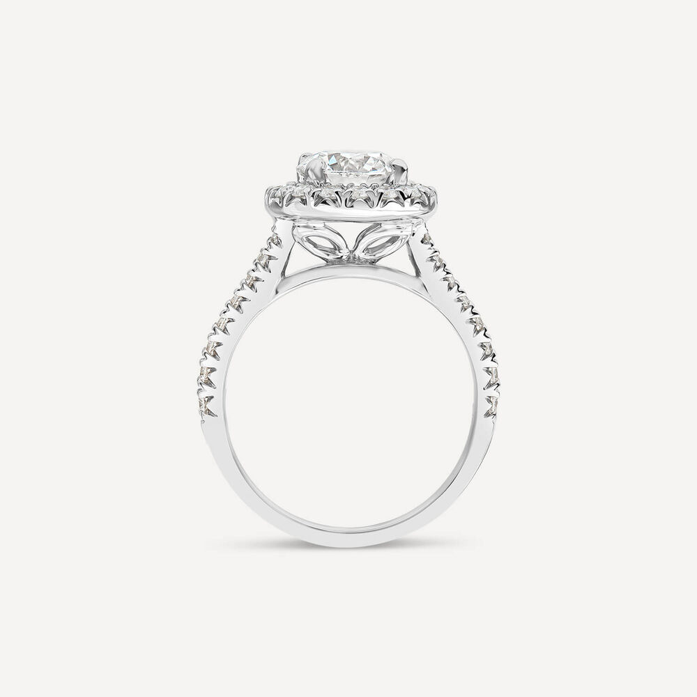 Born Platinum 1.92ct Lab Grown Round Halo & Diamond Sides Ring image number 1