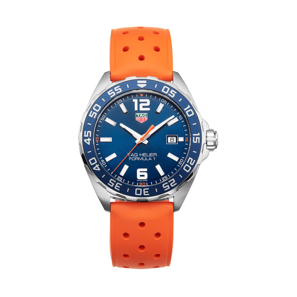 TAG Heuer Formula 1 43mm Blue Dial Orange Rubber Strap Watch image number 0