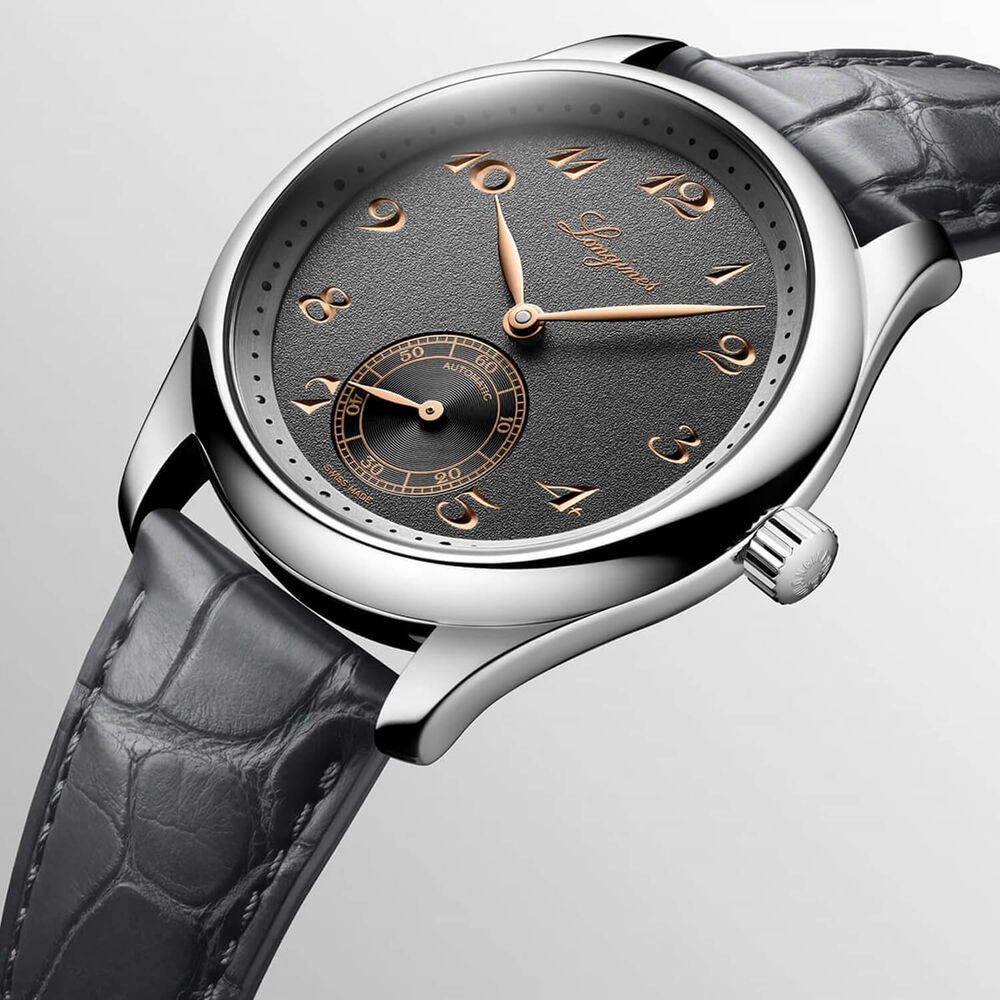 Longines Master Collection 38.50mm Anthracite Dial Alligator Strap Watch image number 1