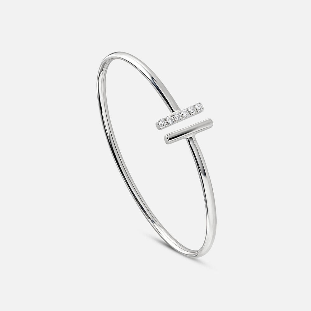 Born Axis Sterling Silver 0.30ct Lab Grown Diamond Two Bar Bangle