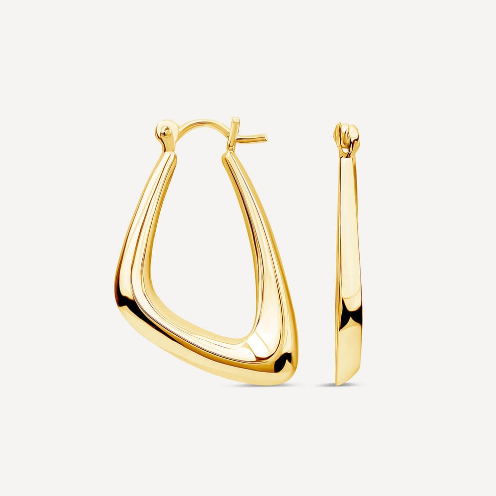 Yellow Gold Plated Sterling Silver Off Shape Hoop Earrings