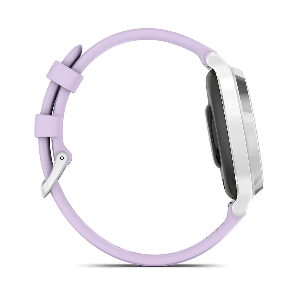 Garmin Lily® 2 Active Silver Bezel Purple Jasmine Silicone Strap Watch image number 6