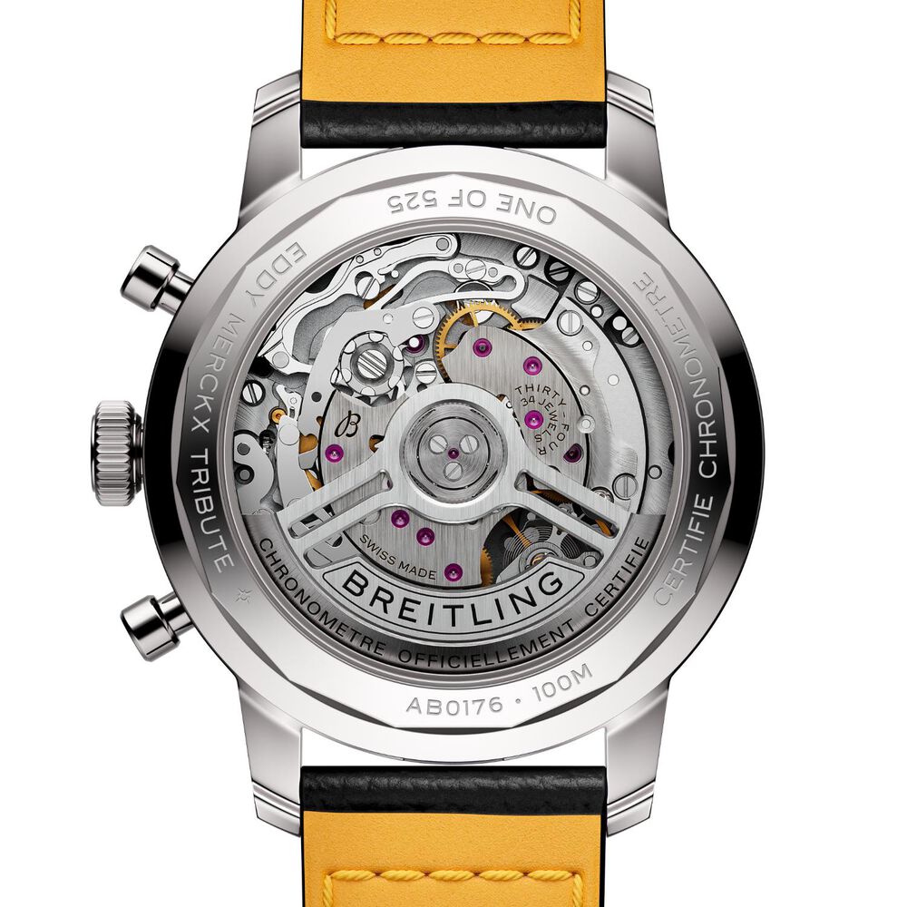 Breitling Top Time B01 Eddy Merckx 41mm Yellow Dial Black Leather Strap Watch