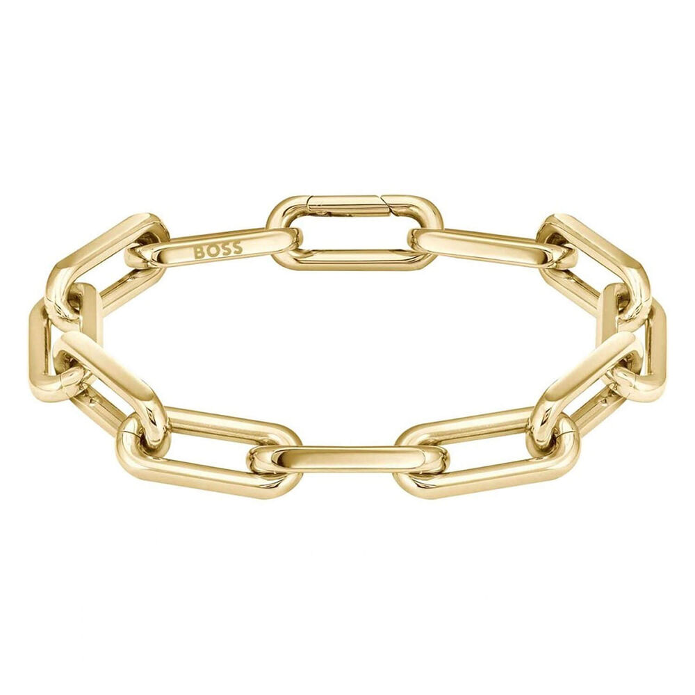 BOSS Halia Yellow Gold Stainless Steel Chain Link Bracelet