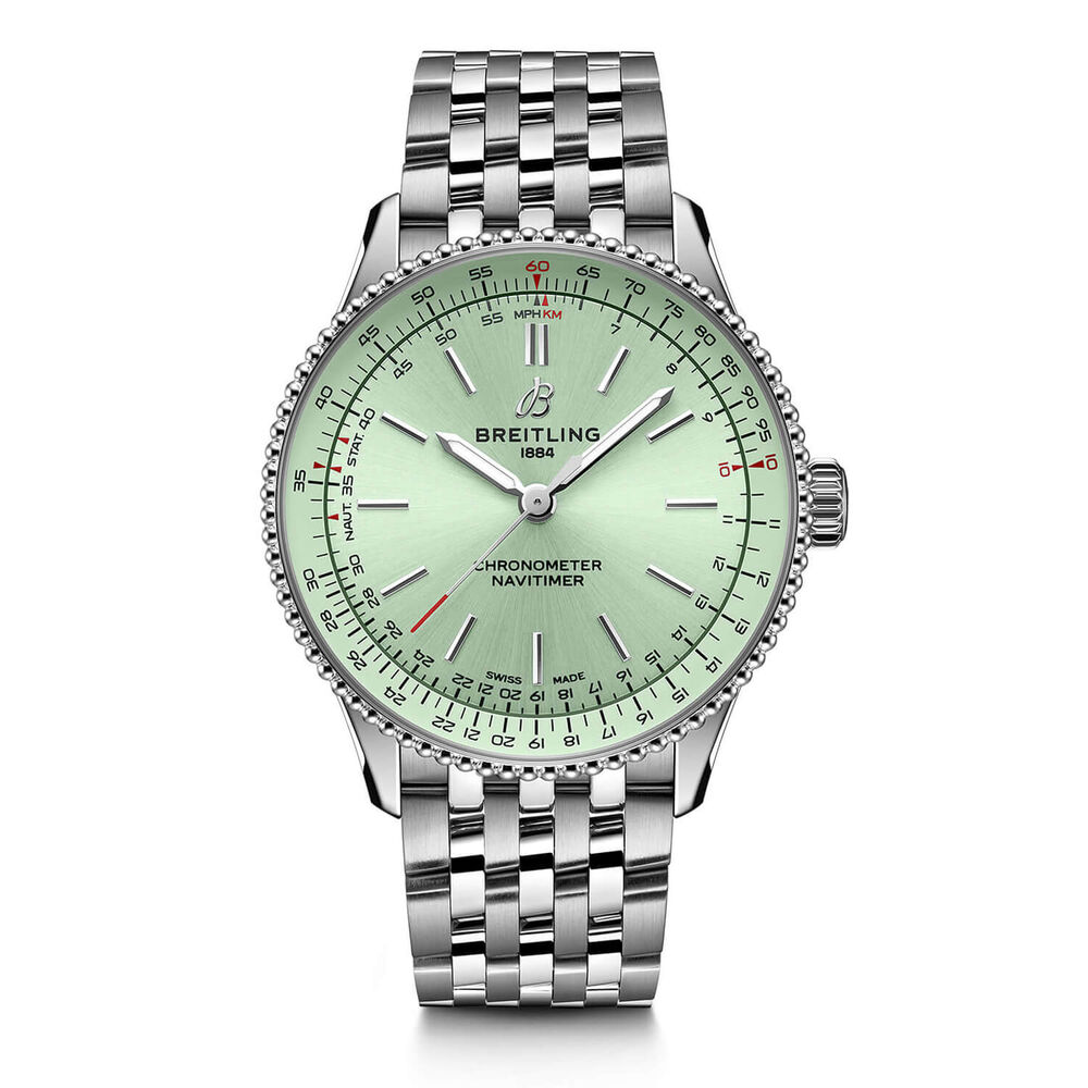 Breitling Navitimer 36mm Mint Green Dial Steel Case Bracelet Watch image number 0