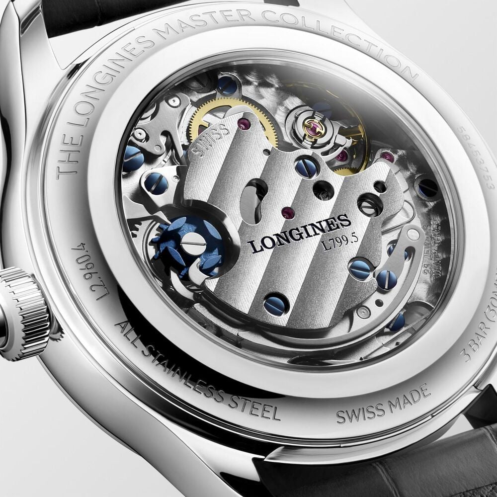 Longines Master Collection Chrono Moonphase 41mm Silver Barleycorn Dial Steel Bracelet Watch