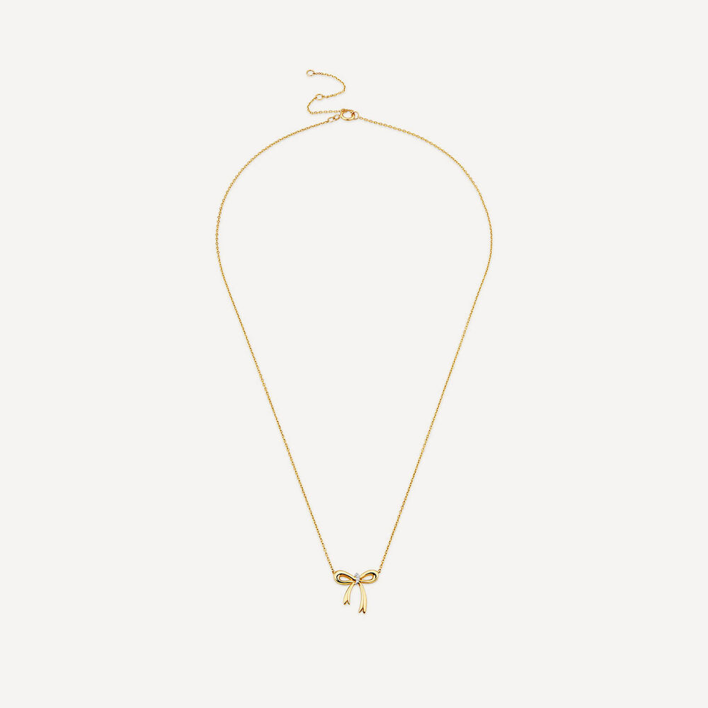 9ct Yellow Gold Diamond Bow Necklet image number 3