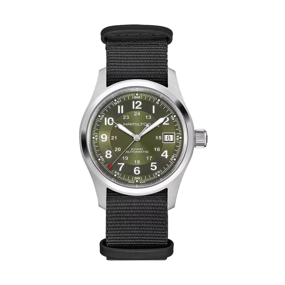 Hamilton Khaki Field 38mm Green Dial Black Fabric Strap Automatic Watch