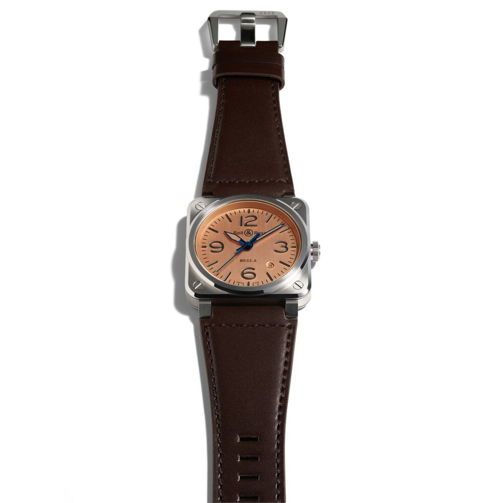 Bell & Ross 41mm Copper Dial Steel Case Rubber Strap Watch image number 2