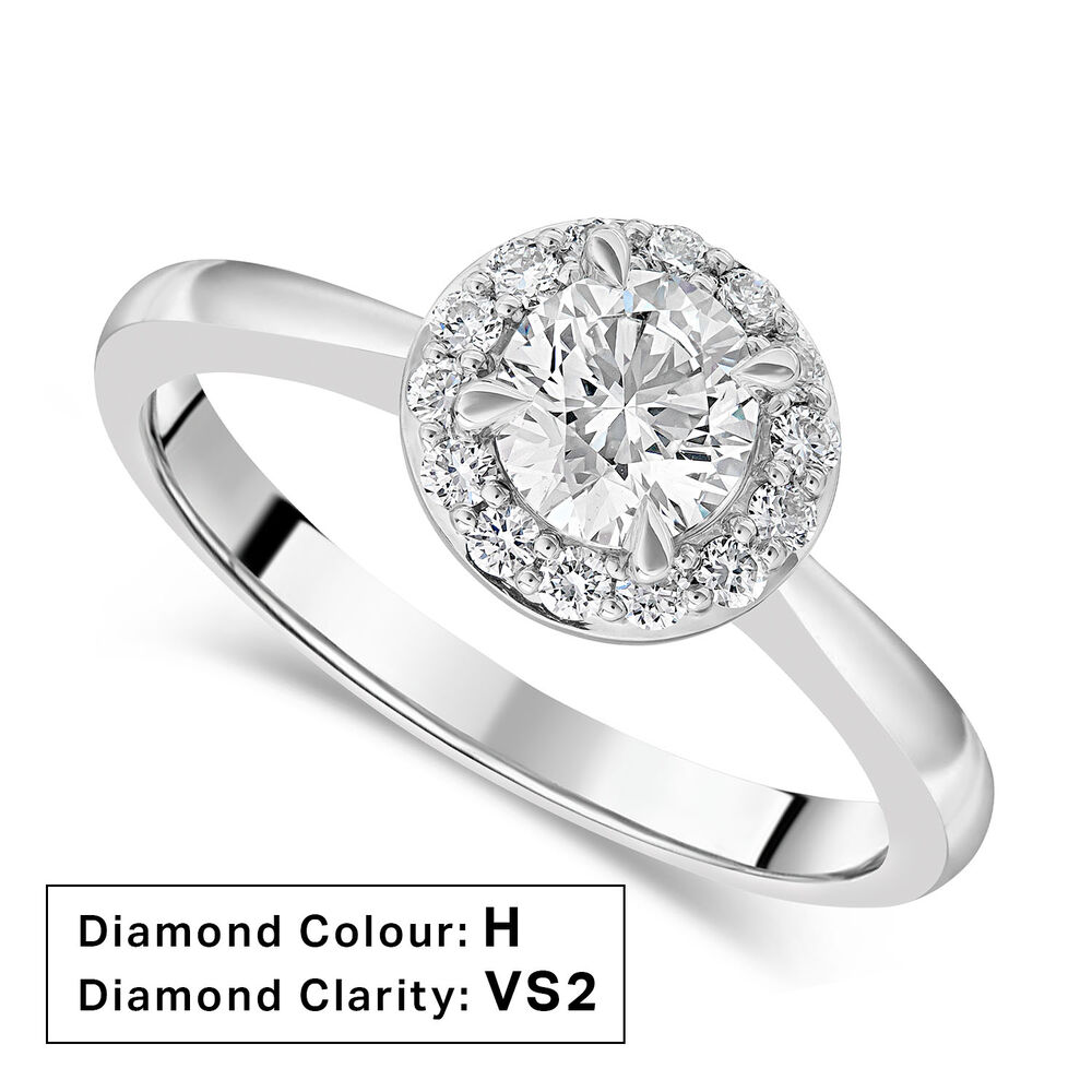 Platinum 0.42ct Round Diamond Halo Ring