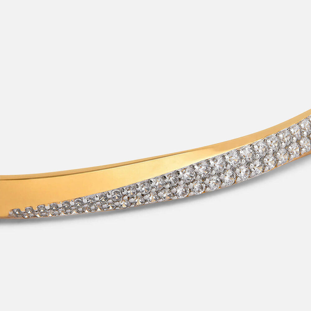 Yellow Gold Plated Sterling Silver Cubic Zirconia Bangle