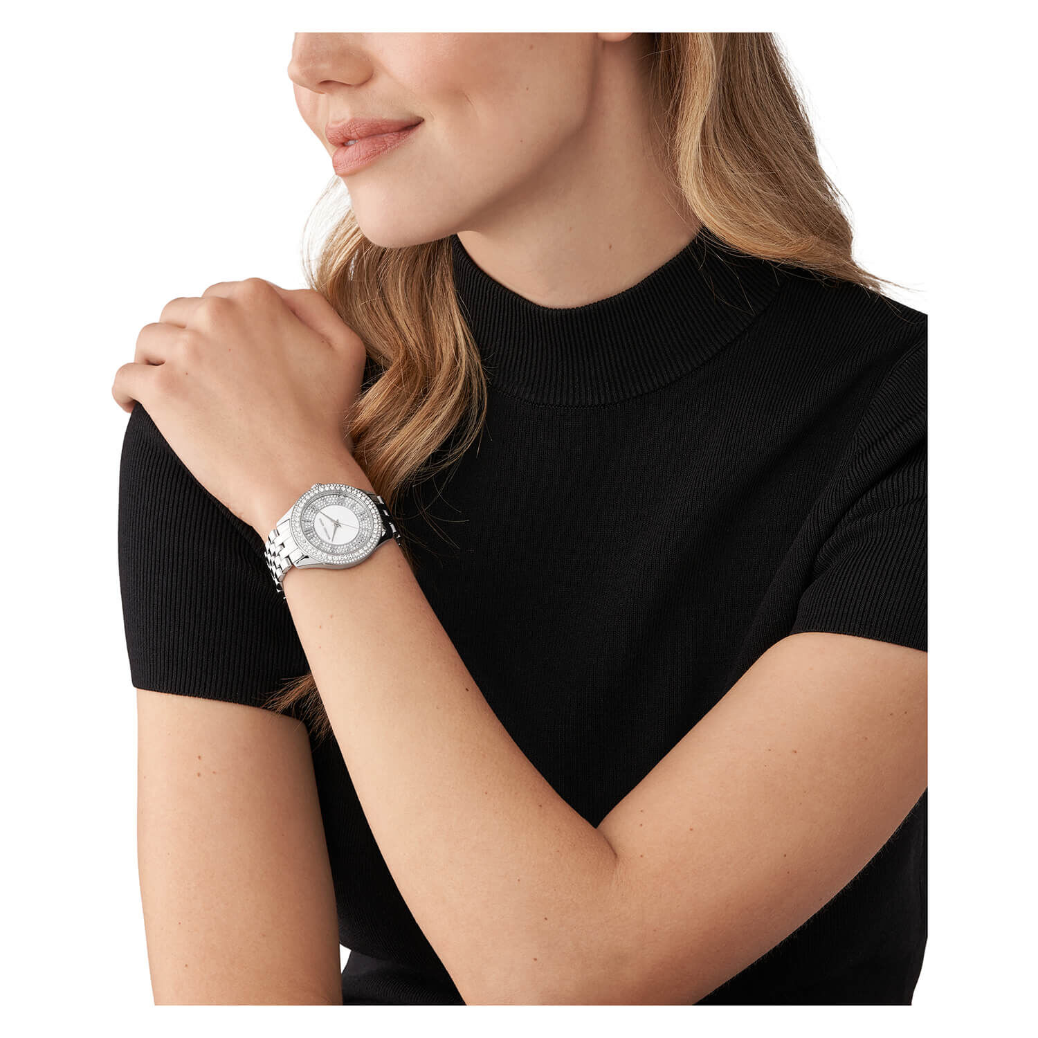 Michael kors silver crystal watch deals