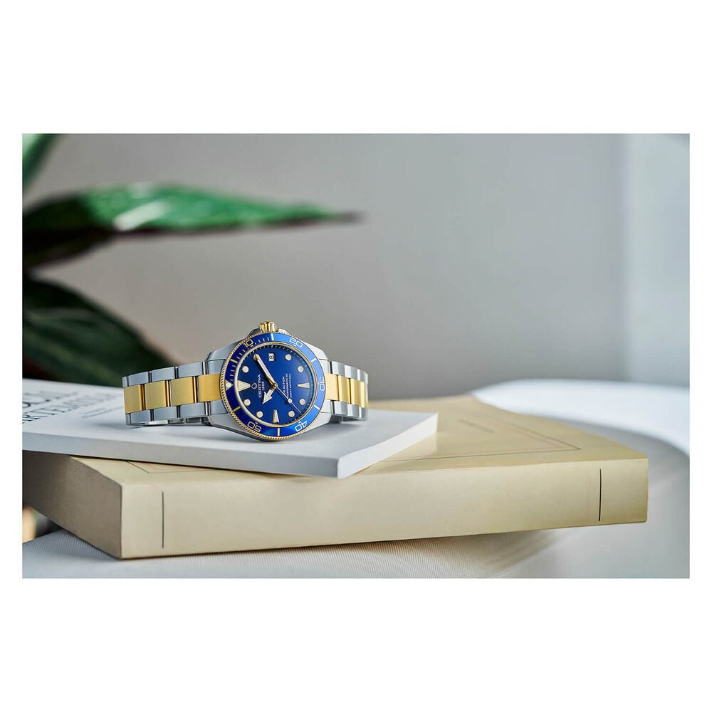 Certina DS Action Diver 38mm Blue Dial Yellow Gold & Steel Bracelet Watch image number 1