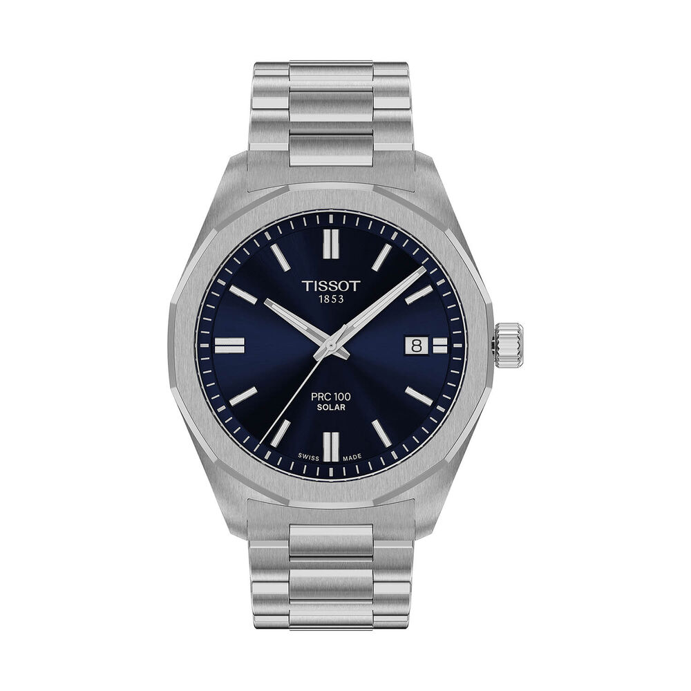 Tissot PRC 100 Solar 39mm Blue Dial Steel Bracelet Watch