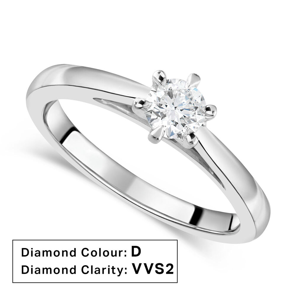 Platinum 0.31ct Round Diamond Six Claw Solitaire Ring