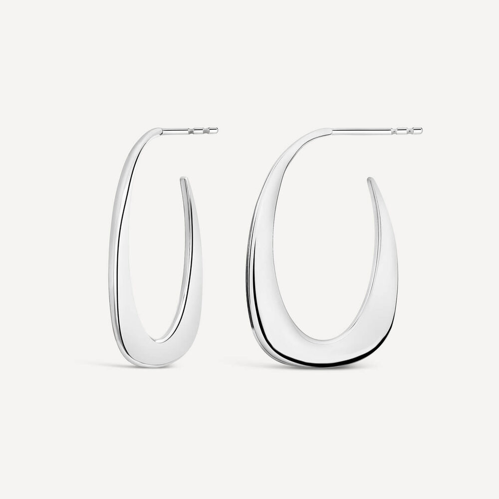 Sterling Silver Flat Open Hoop Earrings image number 1