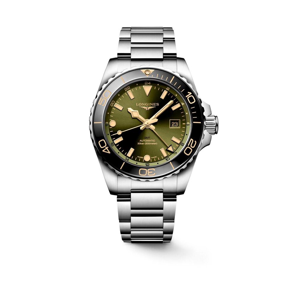 Longines Hydroconquest GMT 43mm Green Dial Steel Bracelet Watch