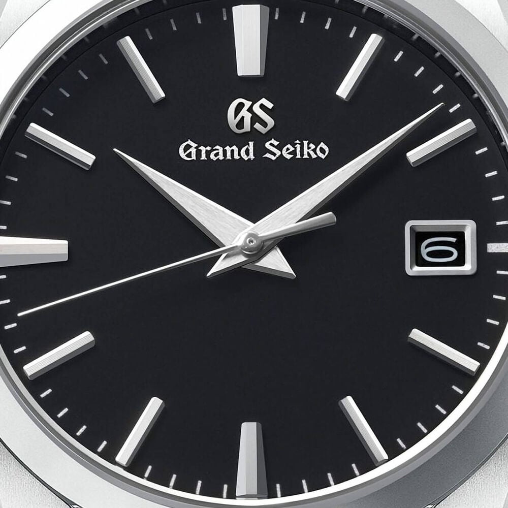 Grand Seiko Heritage Quartz 37mm Black Dial Steel Bracelet Watch image number 1