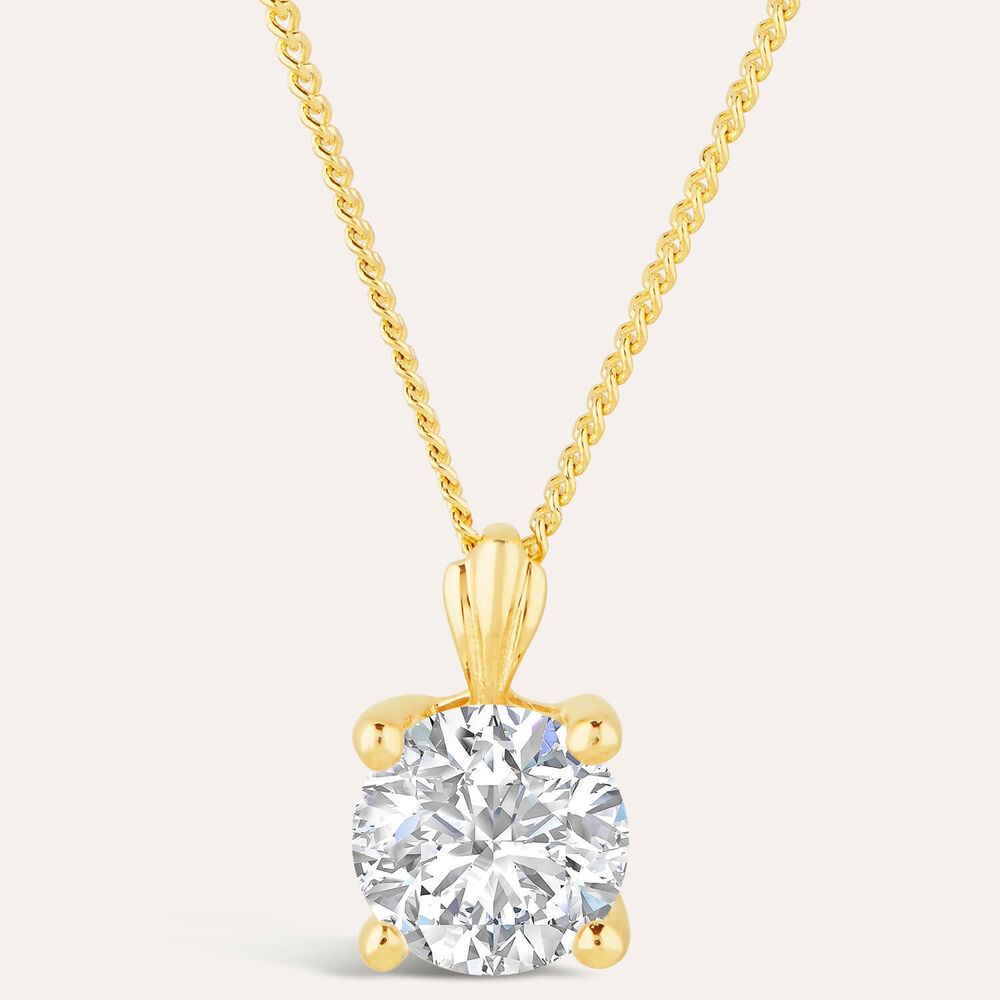9ct Gold 5mm Four Claw Cubic Zirconia Set Pendant (Chain Included)