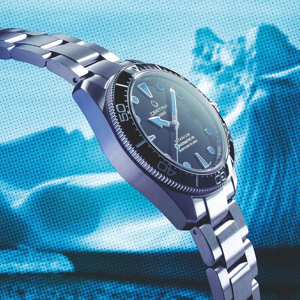 Certina DS Action Diver 38mm Grey Dial Titanium Bracelet Watch