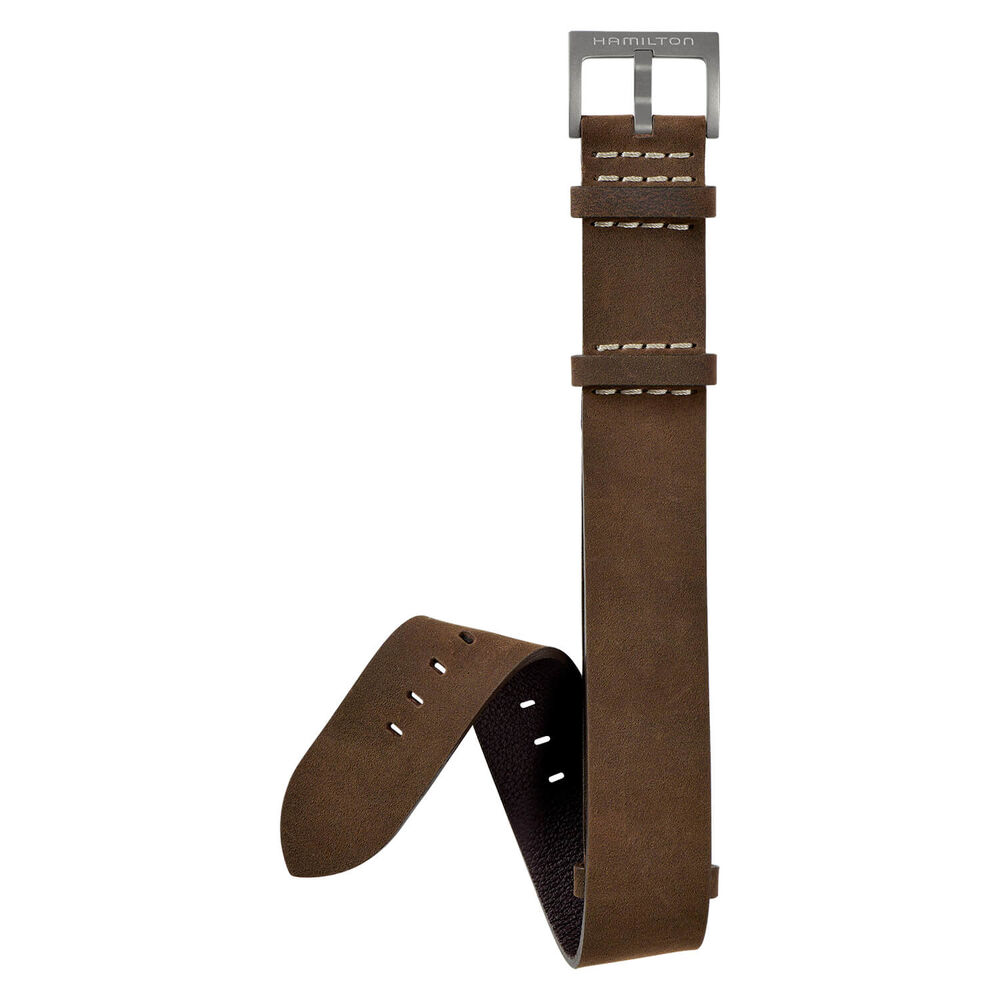 Hamilton Khaki Field 42mm Black Dial Bronze Case Leather Strap Watch image number 6