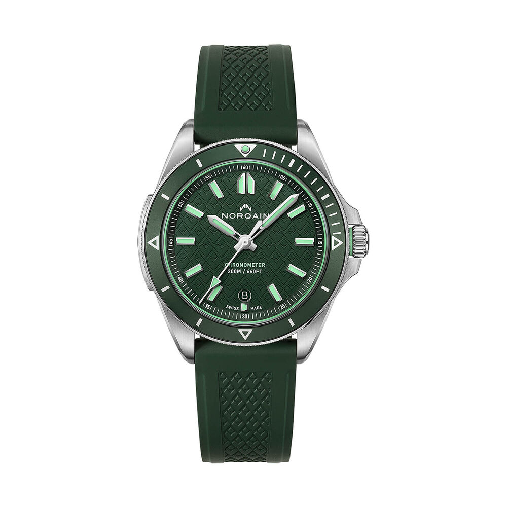 NORQAIN Adventure 40mm Green Dial Dark Green Rubber Strap Watch
