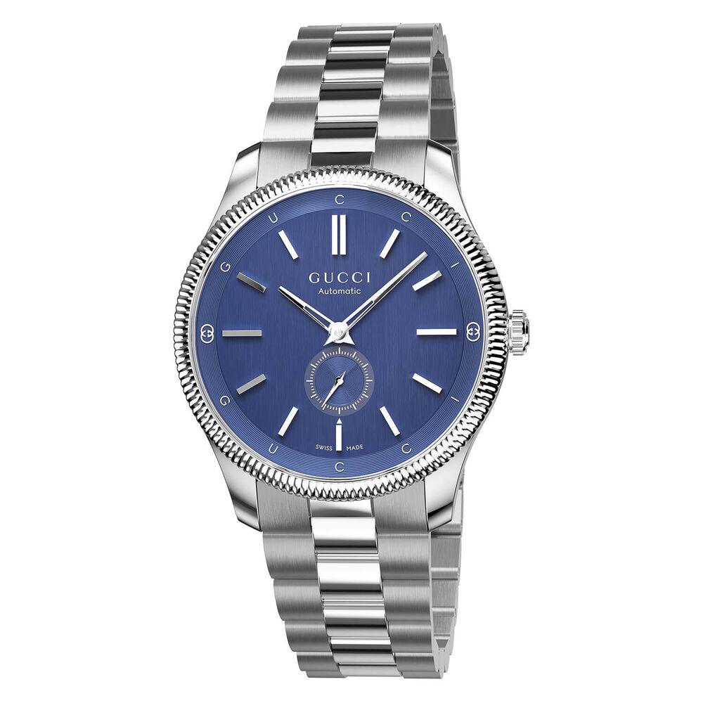 Gucci G-Timeless Automatic 40mm Blue Dial Steel Bracelet Watch image number 0