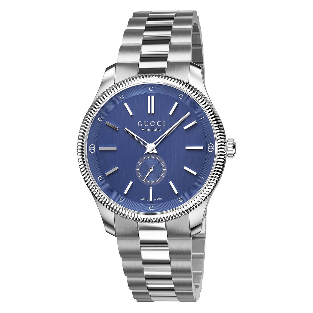 Gucci G-Timeless Automatic 40mm Blue Dial Steel Bracelet Watch image number 0