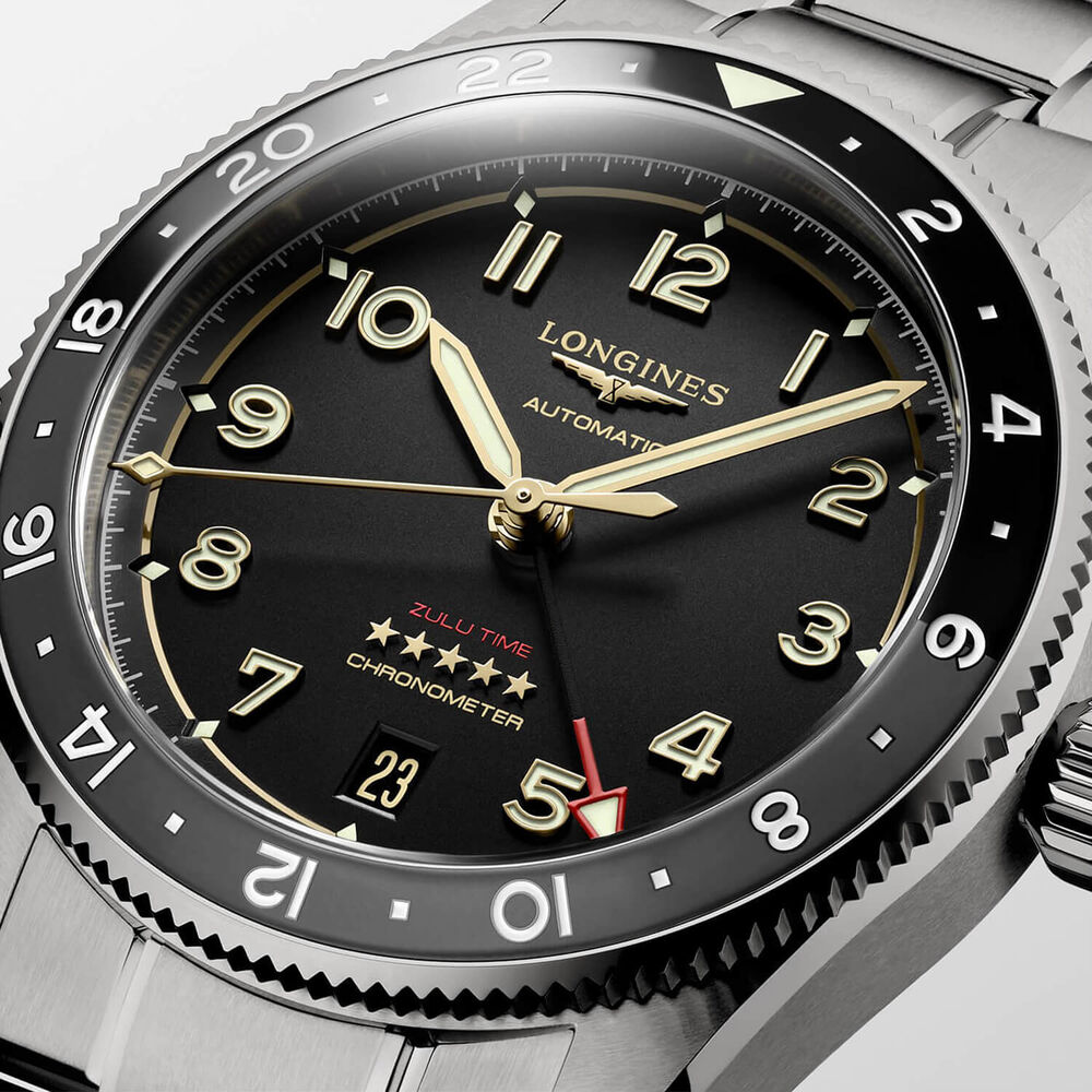 Longines Spirit Zulu Time 39mm Anthracite Dial Ceramic Bezel Titanium Bracelet Watch image number 3