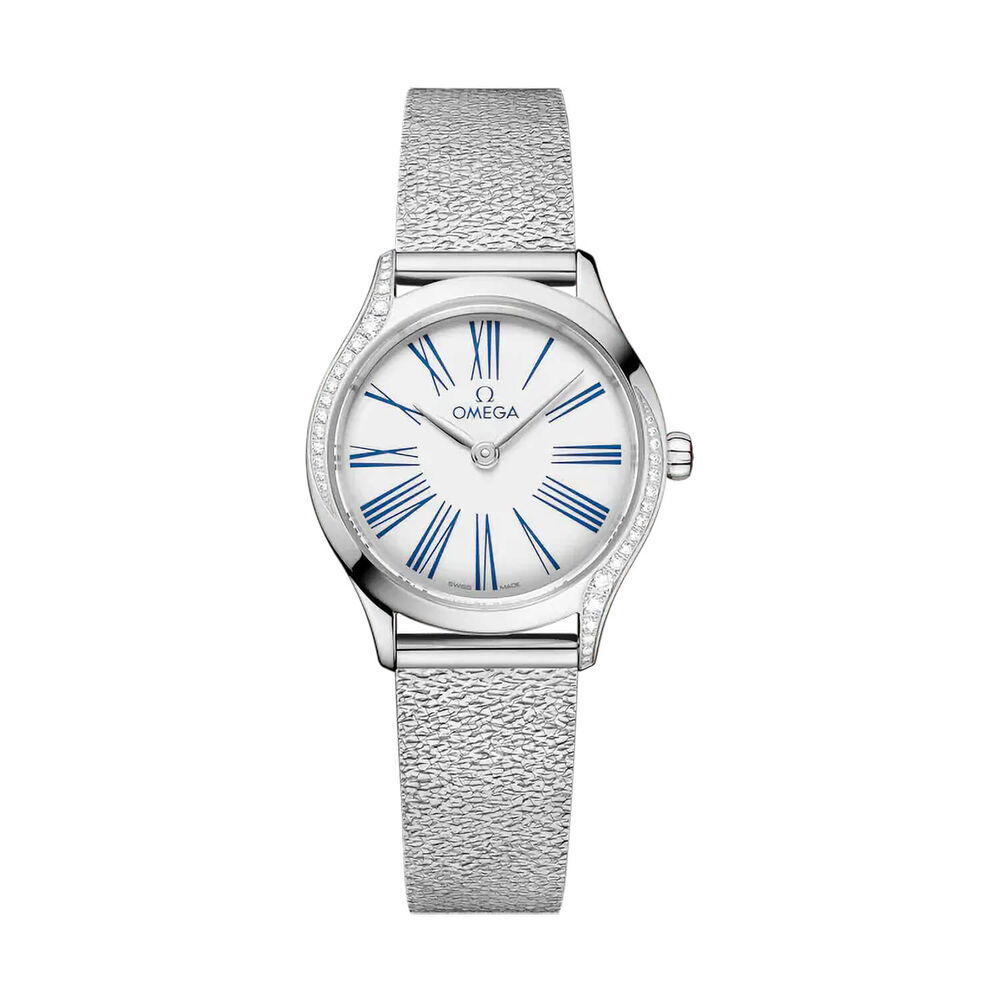 OMEGA De Ville Mini Tresor 26mm White Dial Blue Numerals Diamond Set Steel Bracelet Watch image number 0