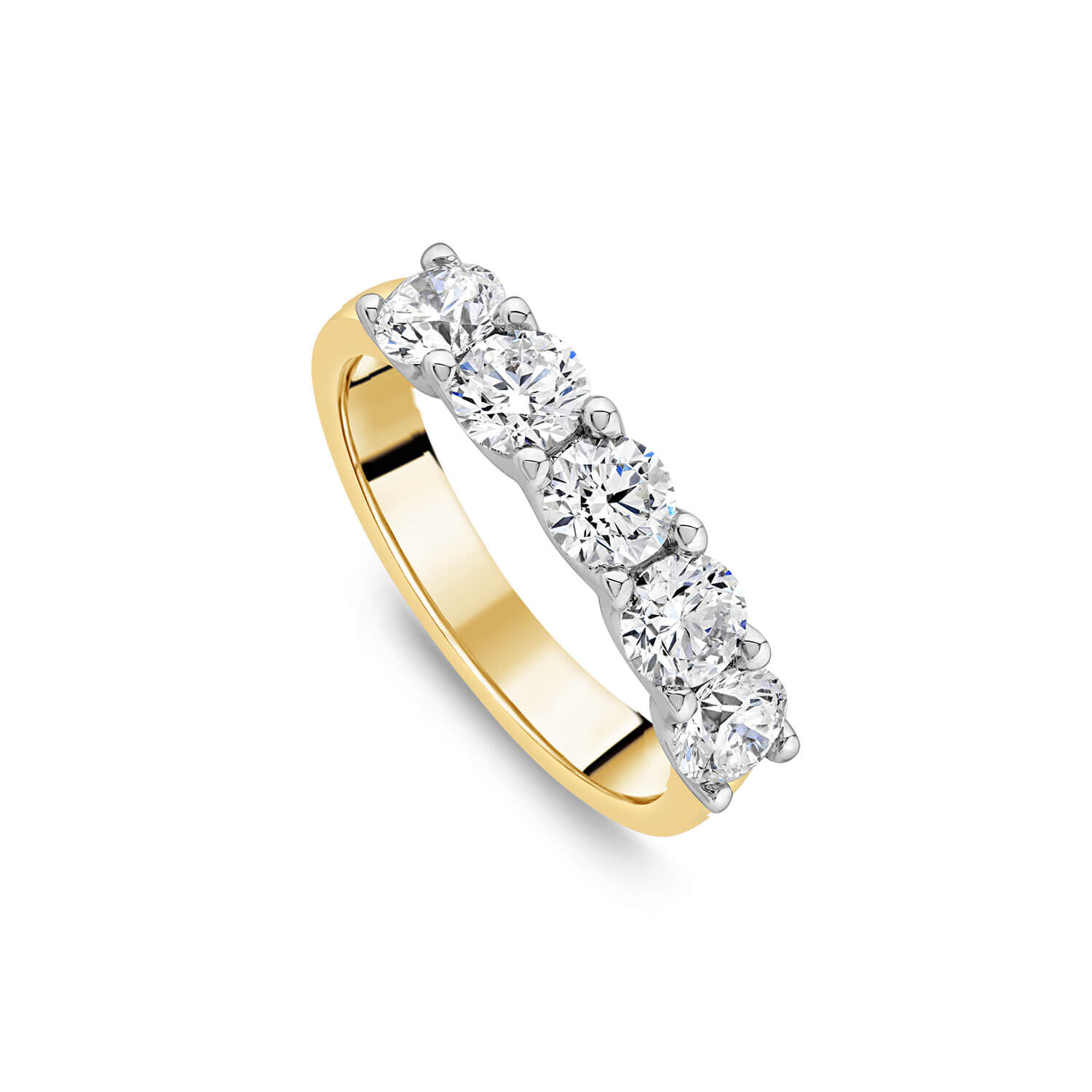 18ct Yellow Gold 5 Stone 1ct Lab Grown Diamond Eternity Ring